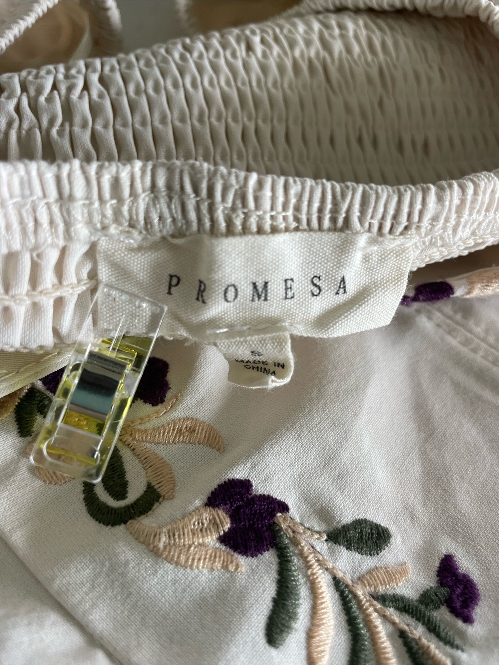 Promesa Camila Floral Embroidered Corset Sweetheart Puff Sleeve Top Cream - Picture 7 of 9